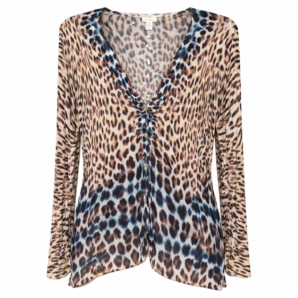 Chicos Size 3 Mob Wife Leopard Cardigan Women XL Maximalist Indie Sleaze Boho